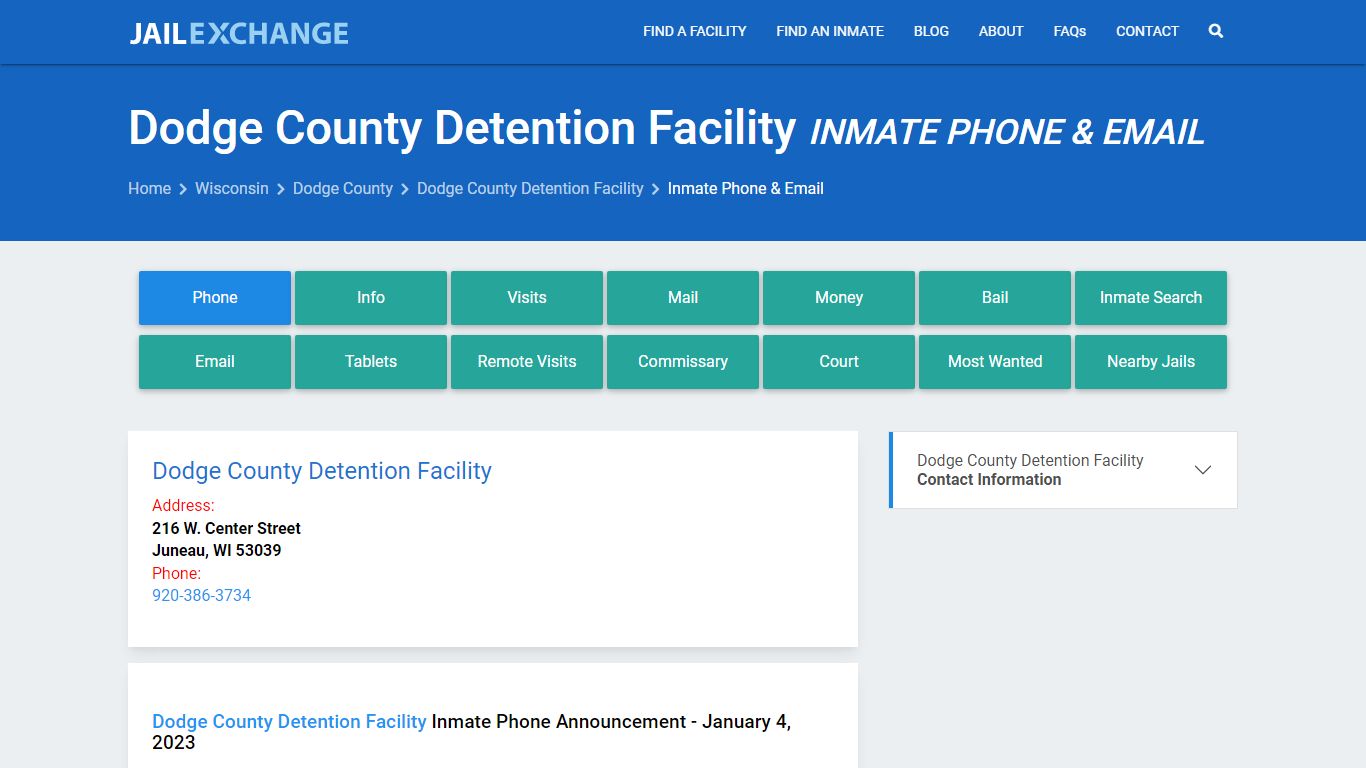 Inmate Phone - Dodge County Detention Facility, WI - Jail Exchange
